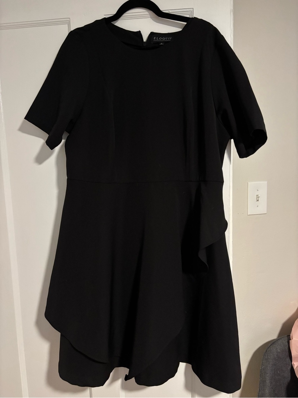 Eloquii Black Short-Sleeve Formal Midi Dress